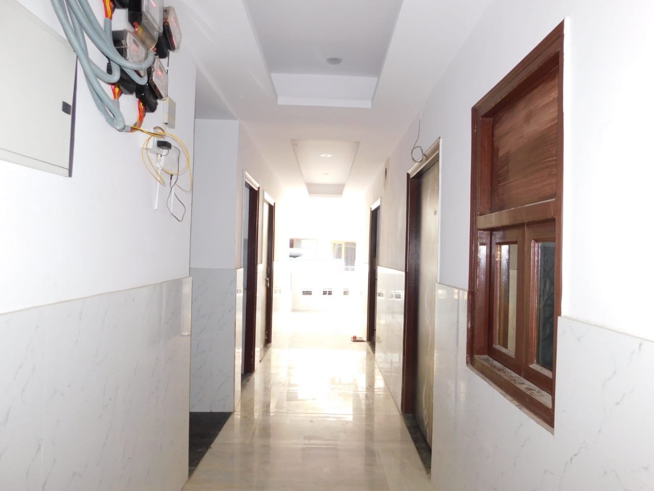 Clean corridor connecting rooms