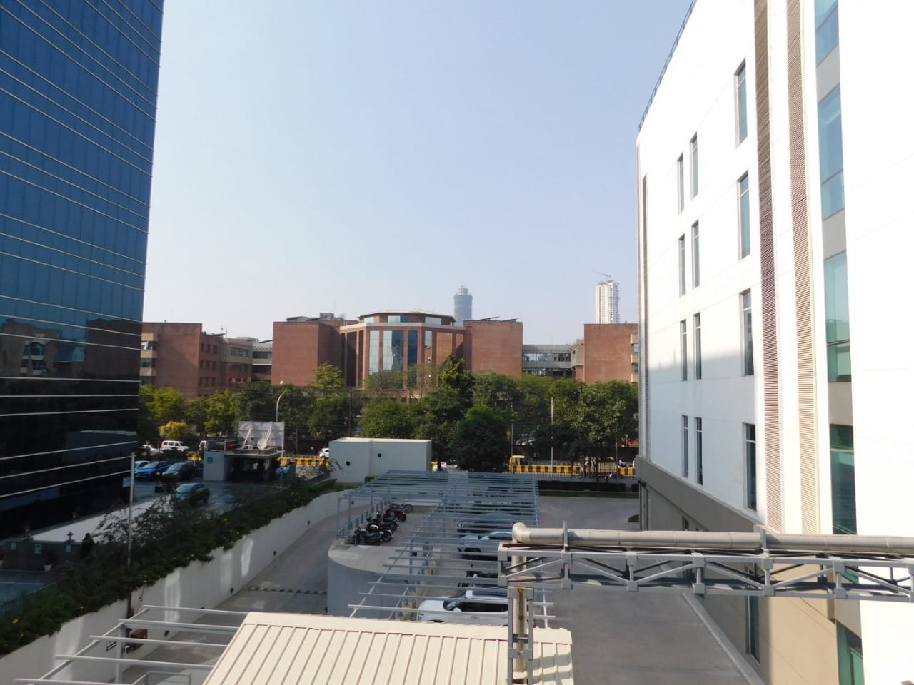 View of nearby buildings and greenery